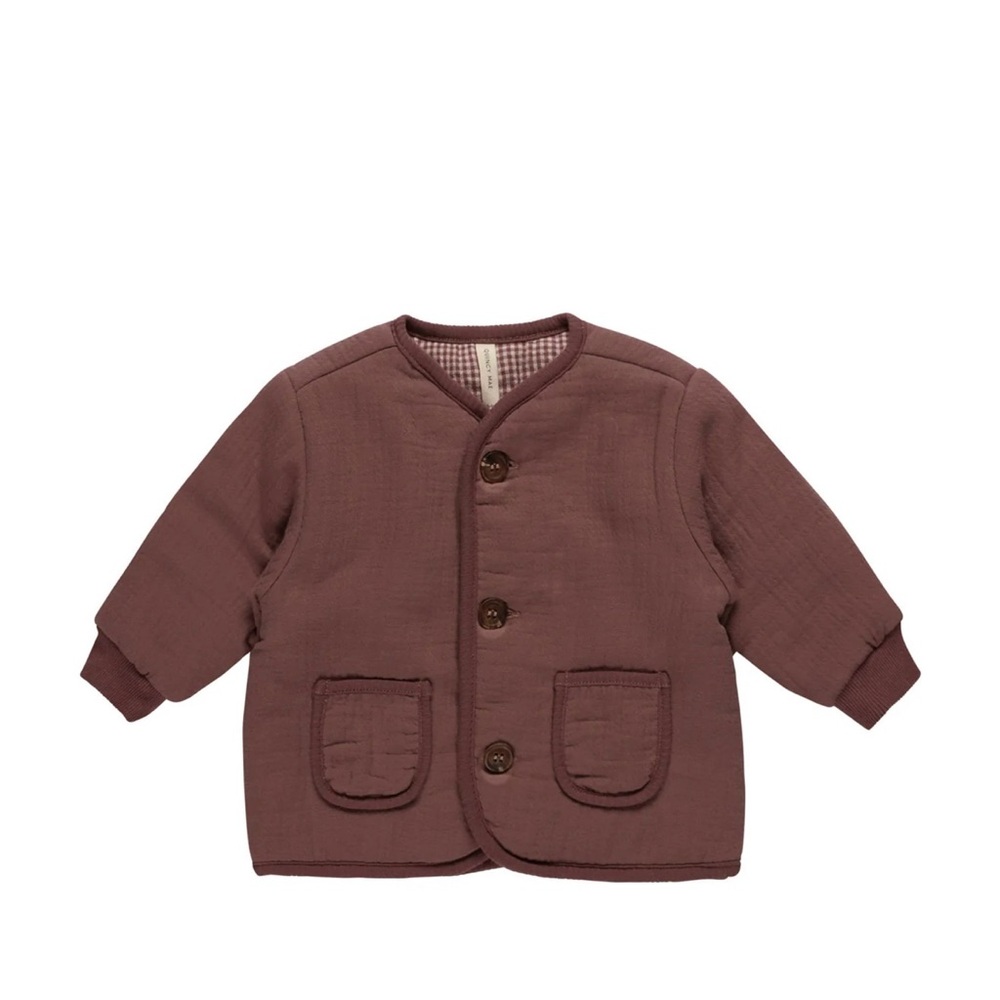 Quincy Mae Plum Quilted V-Neck Button Jacket - Picture 3 of 8